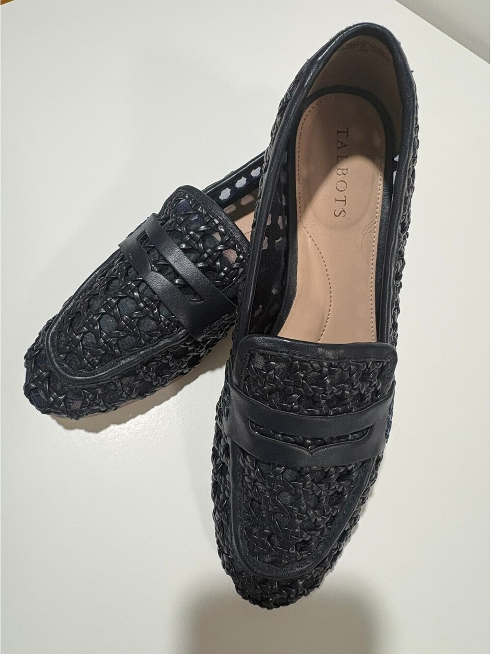 Talbots Women's Black Woven Leather Loafers Size 8M